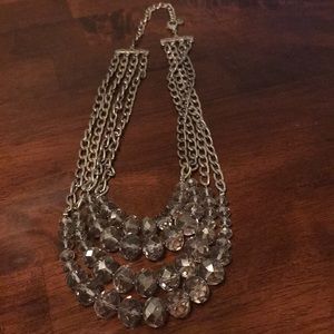 Silver beaded statement necklace